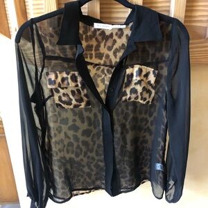 Blu Pepper Sheer  Leopard Blouse